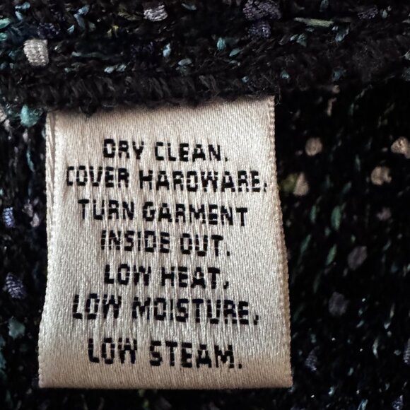 St. John Cropped Tweed Evening Jacket Sz 12 Blue, Teal, & Black 3/4 Sleeve - Picture 5 of 7